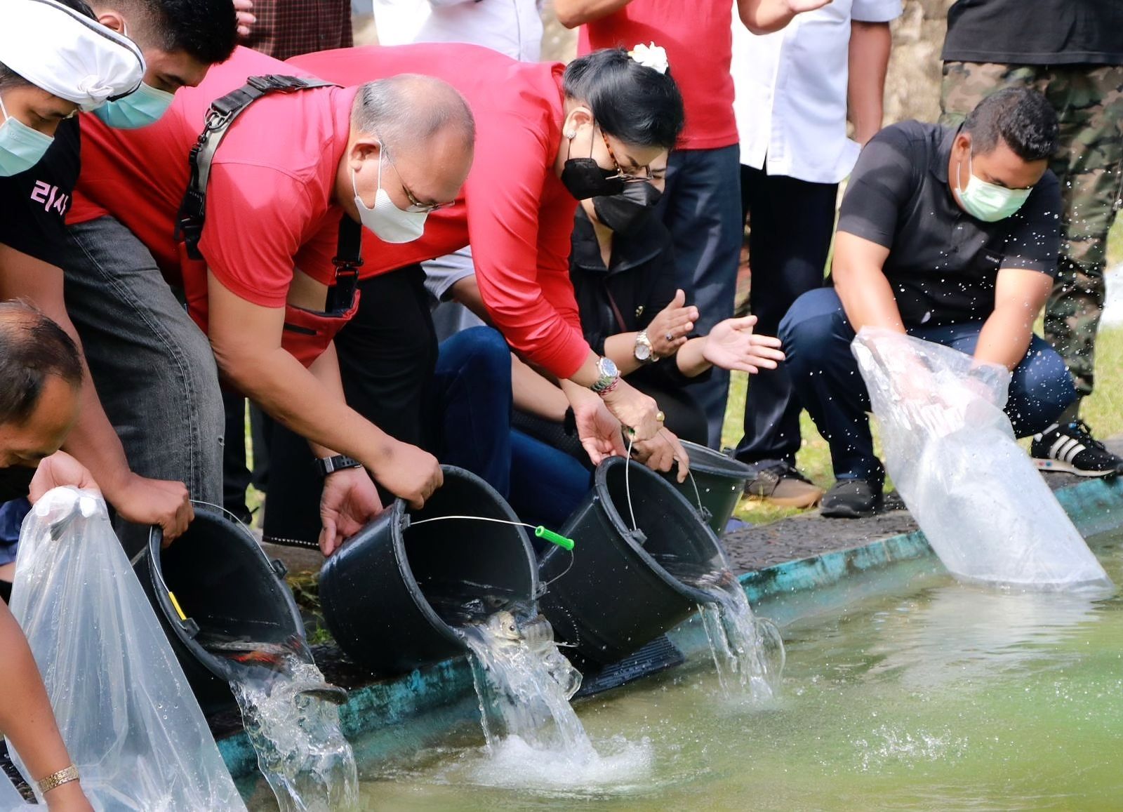 podiumnews.com-Dekranasda Bali Tebar Bibit Ikan di Kolam Art Center